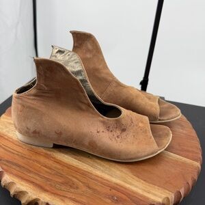 Papucei VEDA copper Peep Toe SANDAL sz 36 US 6 wing shape metallic